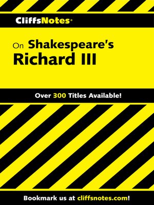 cover image of CliffsNotes on Shakespeare's Richard III